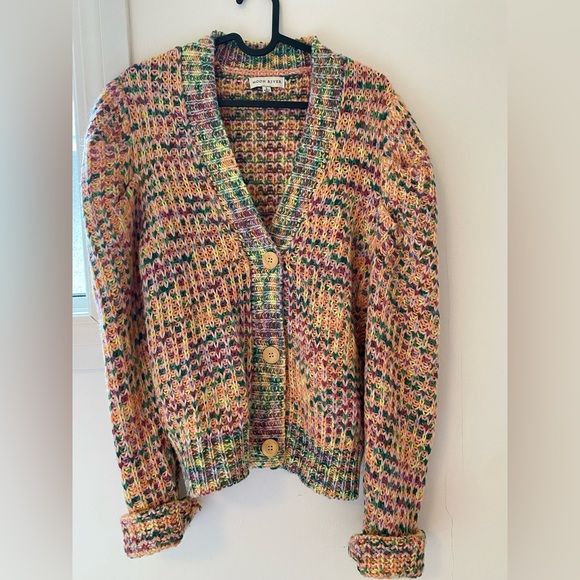 MOON RIVER Multicoloured Puff Sleeve Cardigan - Picture 3 of 6